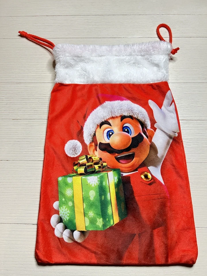 Super Mario Christmas Cinch Sack Gift Bag Nintendo 18”x 12” - Image 1 of 2