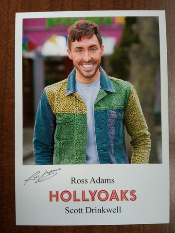 ROSS ADAMS *Scott Drinkwell* HOLLYOAKS PRE-SIGNED AUTOGRAPH FAN CAST PHOTO CARD Cover