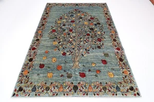 6 x 8 ft Oriental tree of life GrayArea Rug Afghan Hand Knotted Veg dye Wool Rug - Picture 1 of 10