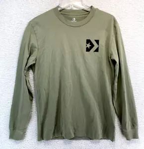 Camiseta Converse Para Hombre Pequeña S Manga Larga Verde Gráfico Camiseta Informal - Imagen 1 de 8