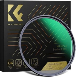 K&F Concept 72mm Diffusion Filter Ring Black Pro Mist 1/8 Filter Multi Coated - Picture 1 of 16