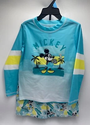 Mickey Mouse Boy's 2 Piece UPF+ 50 Long Sleeve Rash Guard and Swim Trunk Set - Image 1 of 4