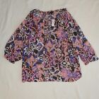 Nwt Talbots Top Womens Xxl Pink Brown Floral Rayon Long Sleeve Blouse 2x