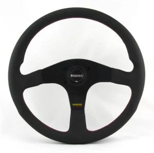 Momo Leder Sportlenkrad Tuner 35 350mm o.Ring schwarz black steering wheel volan - Afbeelding 1 van 5