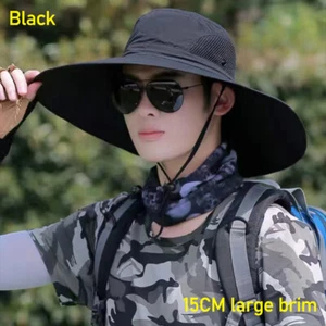 Gorra de pesca verano ala grande para hombre sombrero al aire libre secado rápido 15 cm impermeable nuevo  - Imagen 1 de 13