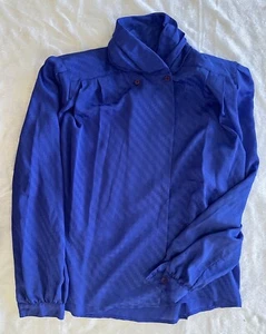 Vintage 90s Anne Klein ShawlCollar Shoulder Pad Polyester Dress Blouse Sz 12 EVC - Picture 1 of 5