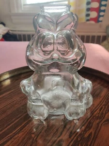 Vintag Pressed Clear Glass Garfield Piggy Bank Collectible Decor - Picture 1 of 6