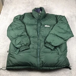 Vtg First Down Jacket Mens L Green/Blue Reversible Mock Neck Puffer *Zipper Flaw - Picture 1 of 17
