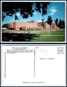 MINNESOTA Postcard - Rochester, Mayo Clinic Auditorium R43 - Picture 1 of 1