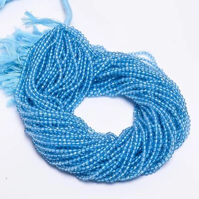 Cuentas facetadas de cuarzo topacio azul cielo forma redonda 3x3 mm hilo 13" EB-336 Foto 1 de 2