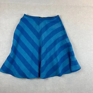 Lauren Ralph Lauren Linen Blue Striped A-Line Skirt Size 8 - Picture 1 of 8