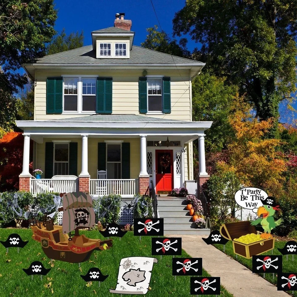 Pirate Birthday Party Theme Pathway Markers, 15pc, Pirate Yard Signs - Image 1 of 4
