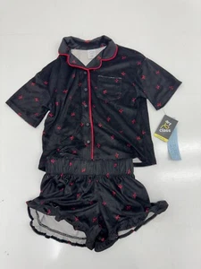 Art Class Black Red Bow Print 2 Piece Pajama Set Outfit Girls Size Large - Picture 1 of 5