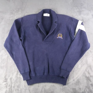 Vintage 80s 90s Christian Dior Knit Sweater Mens Size M Medium Blue Collar - Picture 1 of 10
