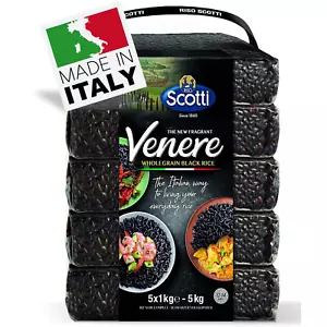 Black Grain Rice, Bulk 11 lbs (5 x 1 kg), Product of Italy, Venere, Premium Qual - Picture 1 of 10