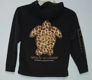 Simply Southern Collection Youth M Black/Gold Hoodie Save The Ocean and Turtles - Picture 1 of 6