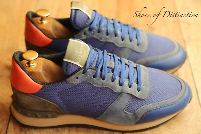 Valentino Rockstud Blue Leather Canvas Shoes Trainers Sneakers Men's UK 6 US 7 - Image 1 of 4