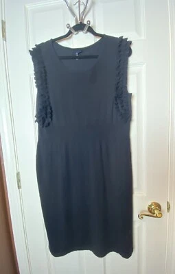 Vestido Escada Sport Negro Túnica Bolsillos Volantes Talla XL Capa Base Cápsula Foto 1 de 4