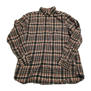 Chaps Flannel Shirt Mens MEDIUM Black, Red Plaid Performance Long Sleeve Button - Picture 1 of 7