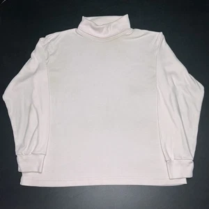 Vintage 80er-90er Sport Rollkragen T Shirt Medium hellrosa langarm getragen kastig - Bild 1 von 4