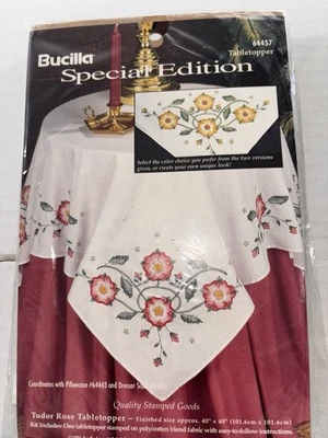 Bucilla Tudor Rose Tablecloth Cross Stitch 40" x 40" No Floss NEW - Image 1 of 2
