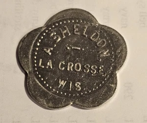 A. Sheldon La Crosse, WI Aluminum Good For Token  #2069 - Picture 1 of 2