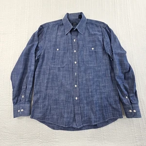 Camisa de algodón Izod para hombre L azul marino cambray usada en excelente estado manga larga bien hecha clásica LN - Imagen 1 de 18