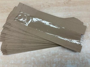 "Bolso marrón artesanal 25 con ventana transparente 6 por uno y 3/4 x 16""" - Imagen 1 de 2