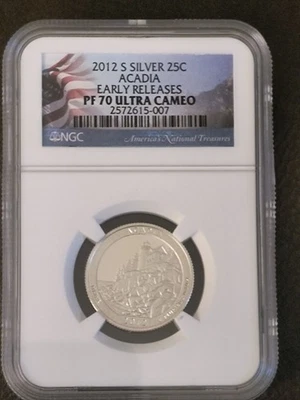 2012 S Silver Acadia National Park quarter NGC PF 70 Ultra Cameo Early Release! - Image 1 of 2