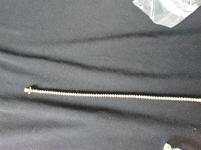 Damen Silber Armband 18cm Lg 925er  Tennis Mit Simulierten Diamanten  Vergoldet - Bild 1 von 4