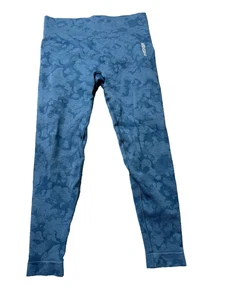 Gymshark Leggings Womens Large Blue Camo Seamless High Waist Workout Yoga Pants - Picture 1 of 9