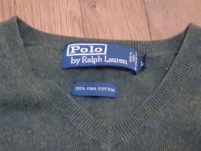 Polo Ralph Lauren Pima Algodón Cuello en V Chaleco Verde Para Hombre Grande Foto 1 de 4