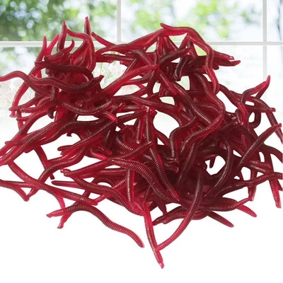  50 Pcs Fish Lures Plastic Worms Würmer Angeln Bionischer Angelköder - Bild 1 von 4