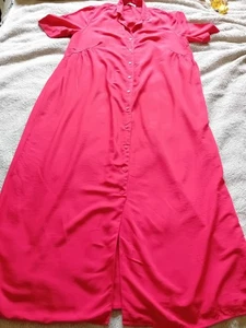 Warehouse Ladies Long Red Button Front Dress Size 12 - Picture 1 of 8