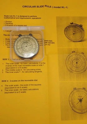 Transparent Shockproof Box + Slide Rule KL - 1 Round Lineup Logarithmic  USSR - Image 1 of 4