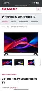 Sharp Reku Smart frameless 24 Inch HD TV MODEL 24GD2725K - Picture 1 of 8