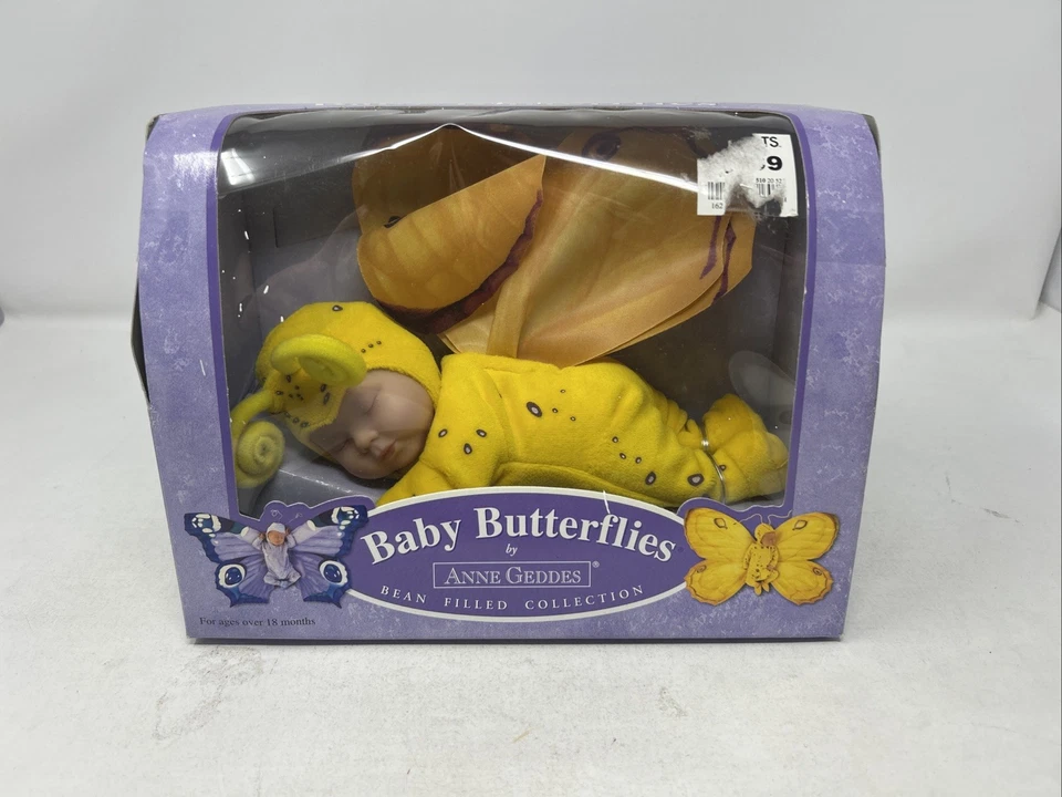 Muñeca Anne Geddes Baby Butterflies 2001 colección llena de frijoles amarillos  Foto 1 de 4