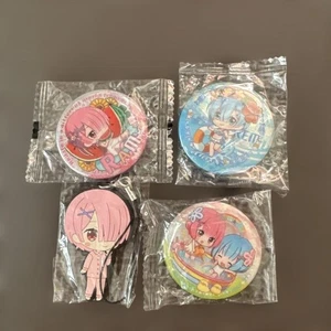 Re:Zero Rem & Ram Badge Set 3 Pins + 1 Schlüsselanhänger Anime Merchandise - Bild 1 von 1