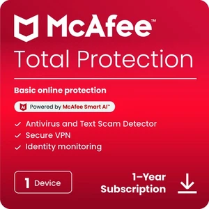 McAfee Total Protection Antivirus 2025 1 Device 1 Year 5 Minute Delivery - Picture 1 of 8