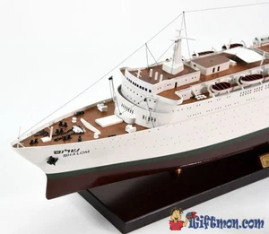 SS SHALOM Passagierschiff 33" fertig gebautes Holzmodell mit Ständer - Bild 1 von 12