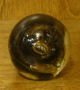 Dynasty Gallery Handblown Art Glass #95280 SMOKY QUARTZ PAPERWEIGHT, 2" - Picture 1 of 2