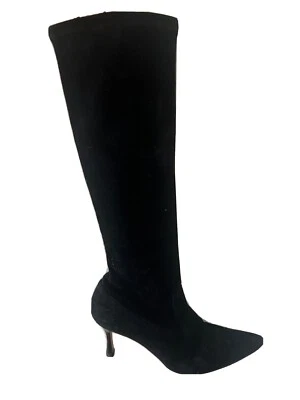 Manolo Blahnik Black Suede Pointed Toe Boots - Size Women's/38.5 Foto 1 de 4