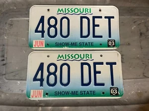 PAR DE MATRÍCULAS MISSOURI Show-Me State JUNIO 2003 480 DET DETROIT - Imagen 1 de 1