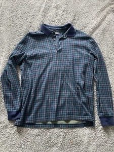 Lands' End Größe L 42-44 Herren Poloshirt blau grün rosa kariert langarm - Bild 1 von 4