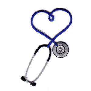 STETHOSCOPE Blue Iron On Patch Medic Doctor Nurse Medic - Picture 1 of 1