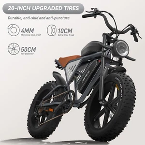 Adult Electric Bike 750W 48V 34Ah Removable Battery 20" Fat Tire Ebike Bicycle - Picture 1 of 11