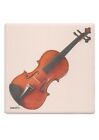 Music Themed Violin Design Single Ceramic Tile Coaster with Cork Non Slip Base
