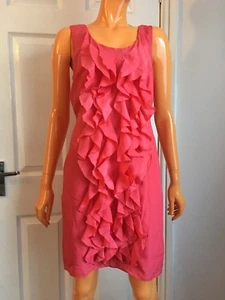 Coleen X Coral Ruffles Front Sleeveless Shift Bodycon Dress UK10 EU38 NWT - Picture 1 of 9