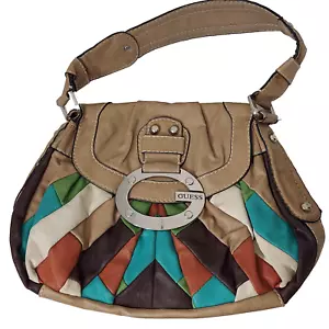 Guess Patchwork Leather Purse Hobo Vintage 90's Y2K Shoulder Bag G Monogram - Picture 1 of 18