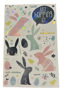 Easter Greeting Card- Just Hopping By- Easter Bunny - Foto 1 di 4